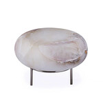 BIDKhome Iron Lamp w/ Marble Shade White & Iron