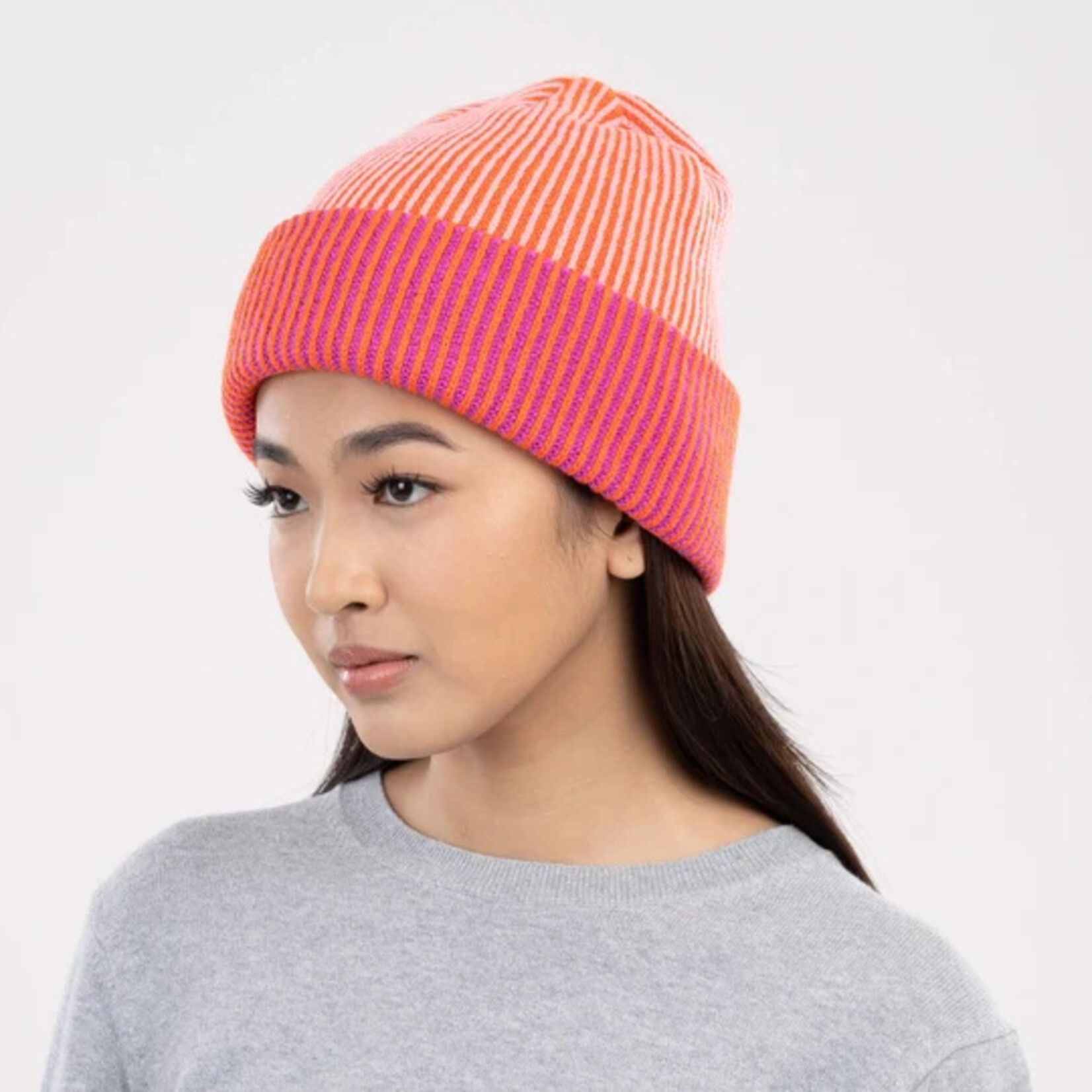 Verloop Pinstripe Plush Beanie- Poppy