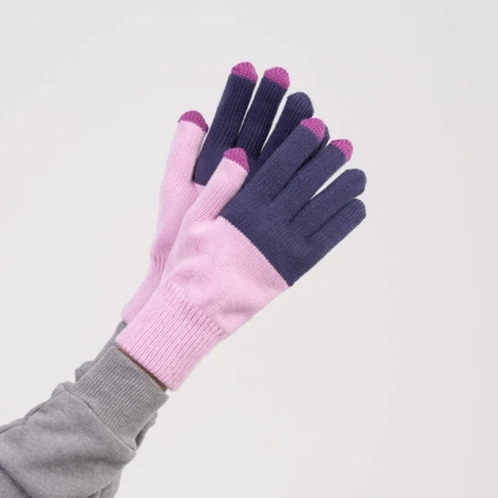 Verloop Colorblock Knit Touchscreen Gloves- Lilac Denim