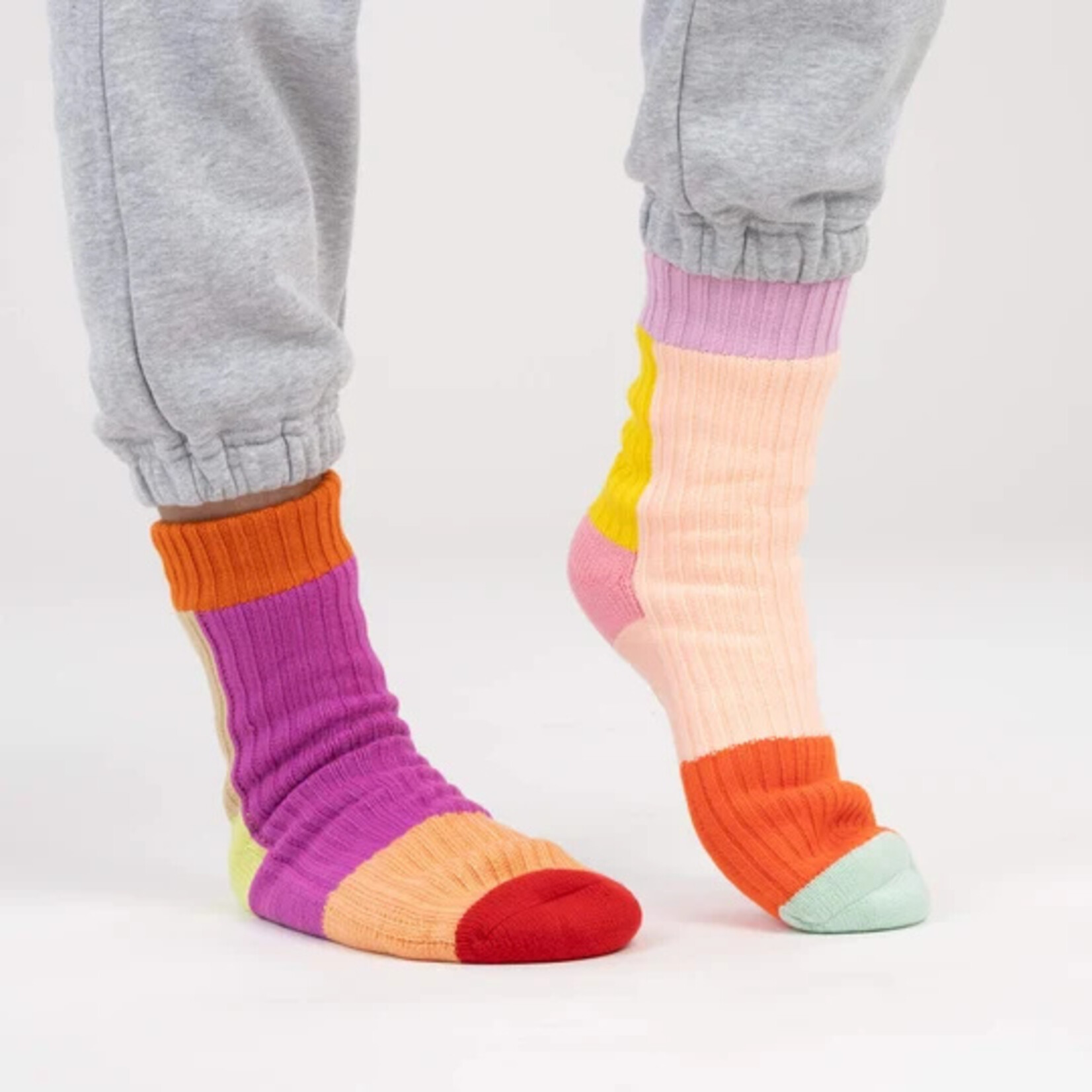 Verloop Mismatch House Socks- Pink S/M