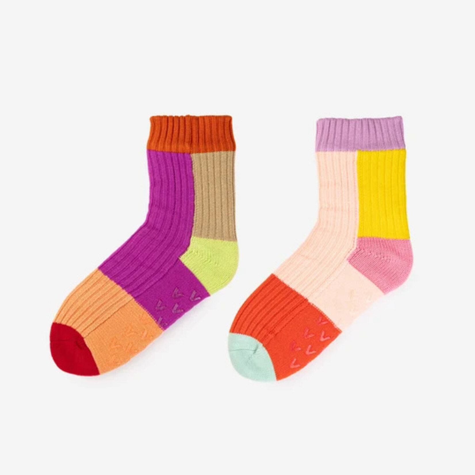 Verloop Mismatch House Socks- Pink S/M