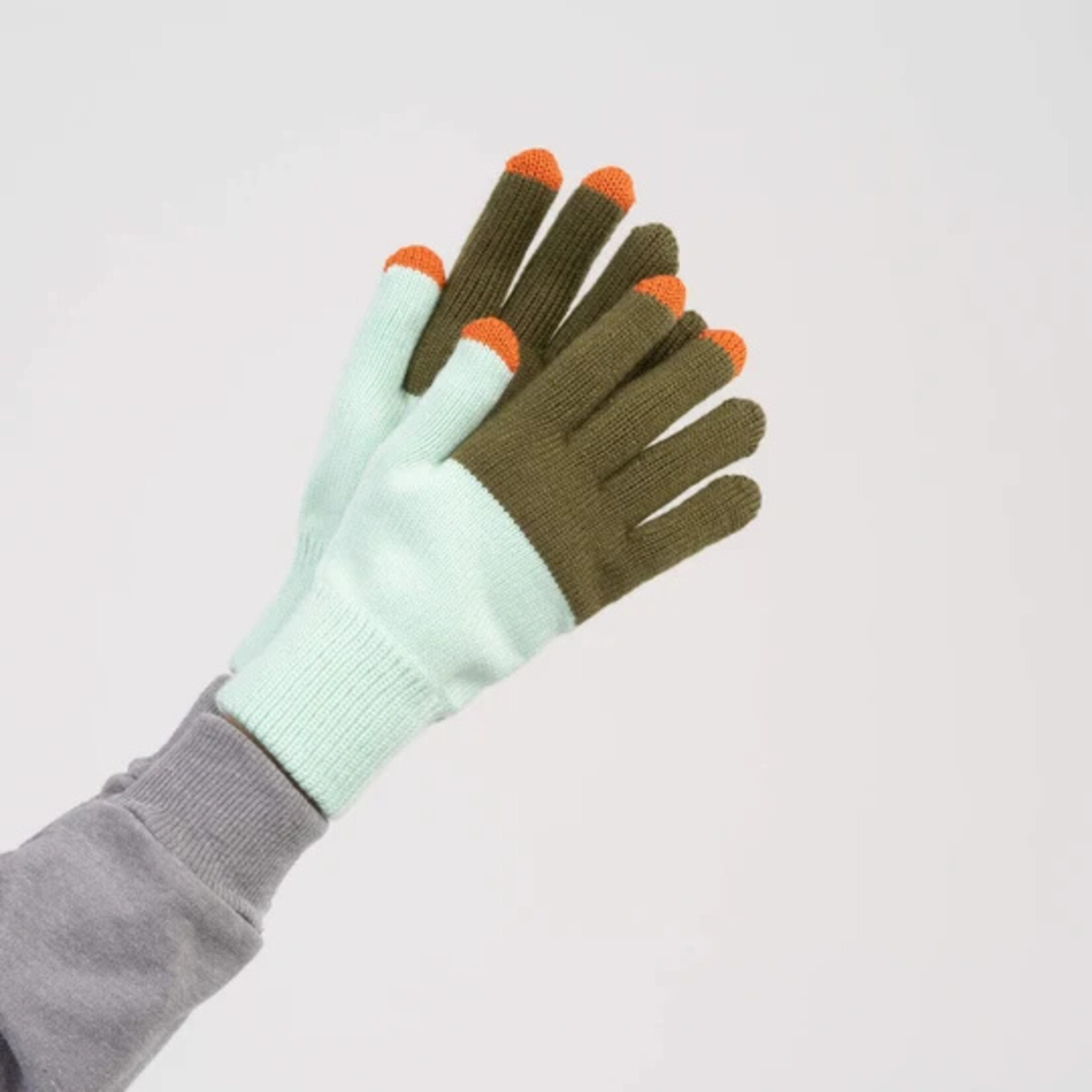 Verloop Colorblock Knit Touchscreen Gloves- Moss Jade