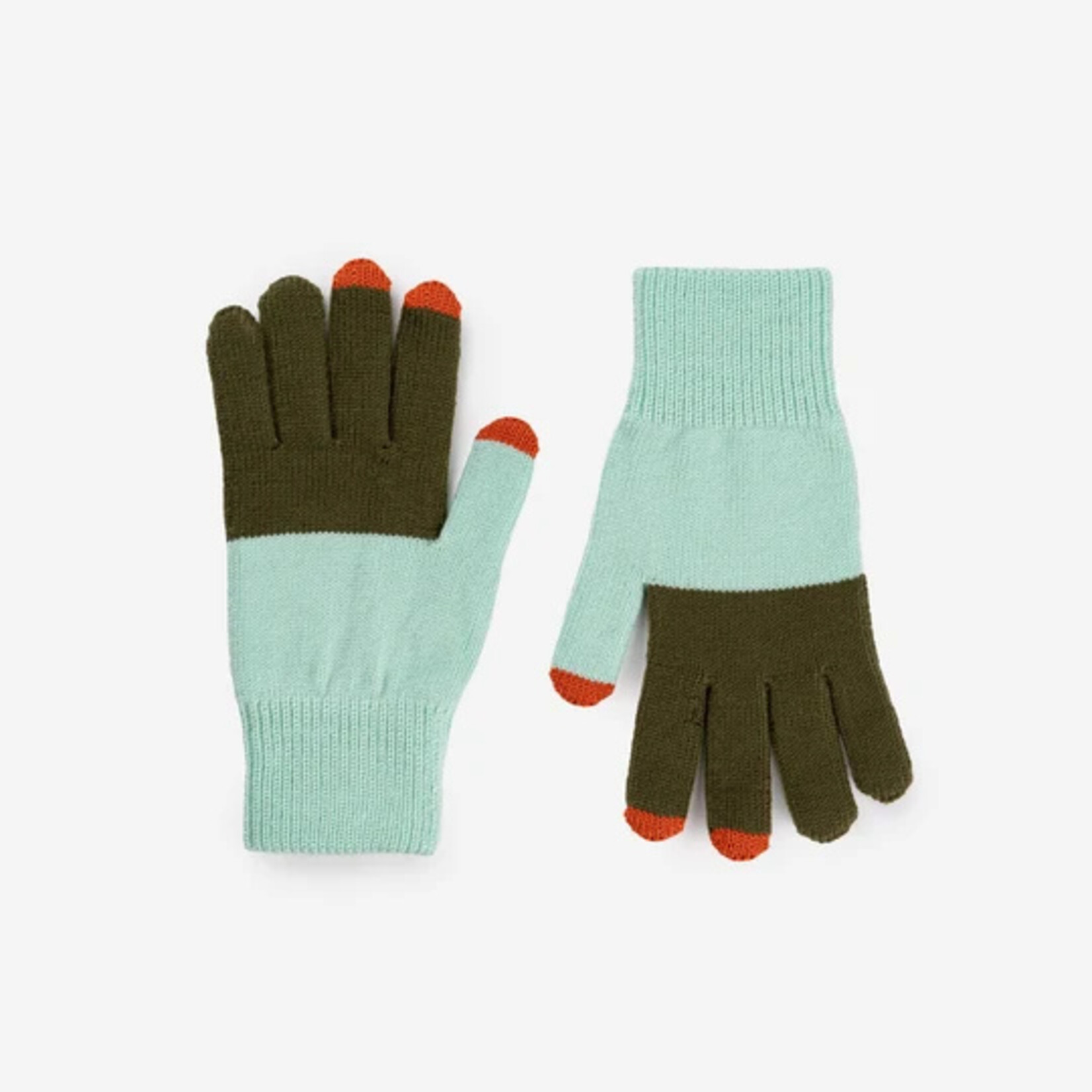 Verloop Colorblock Knit Touchscreen Gloves- Moss Jade