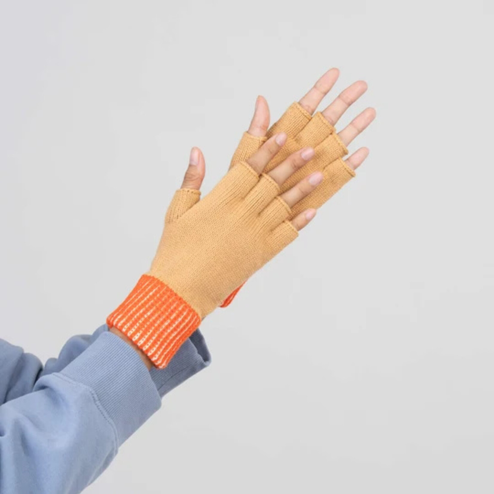 Verloop Pinstripe Fingerless Gloves- Poppy