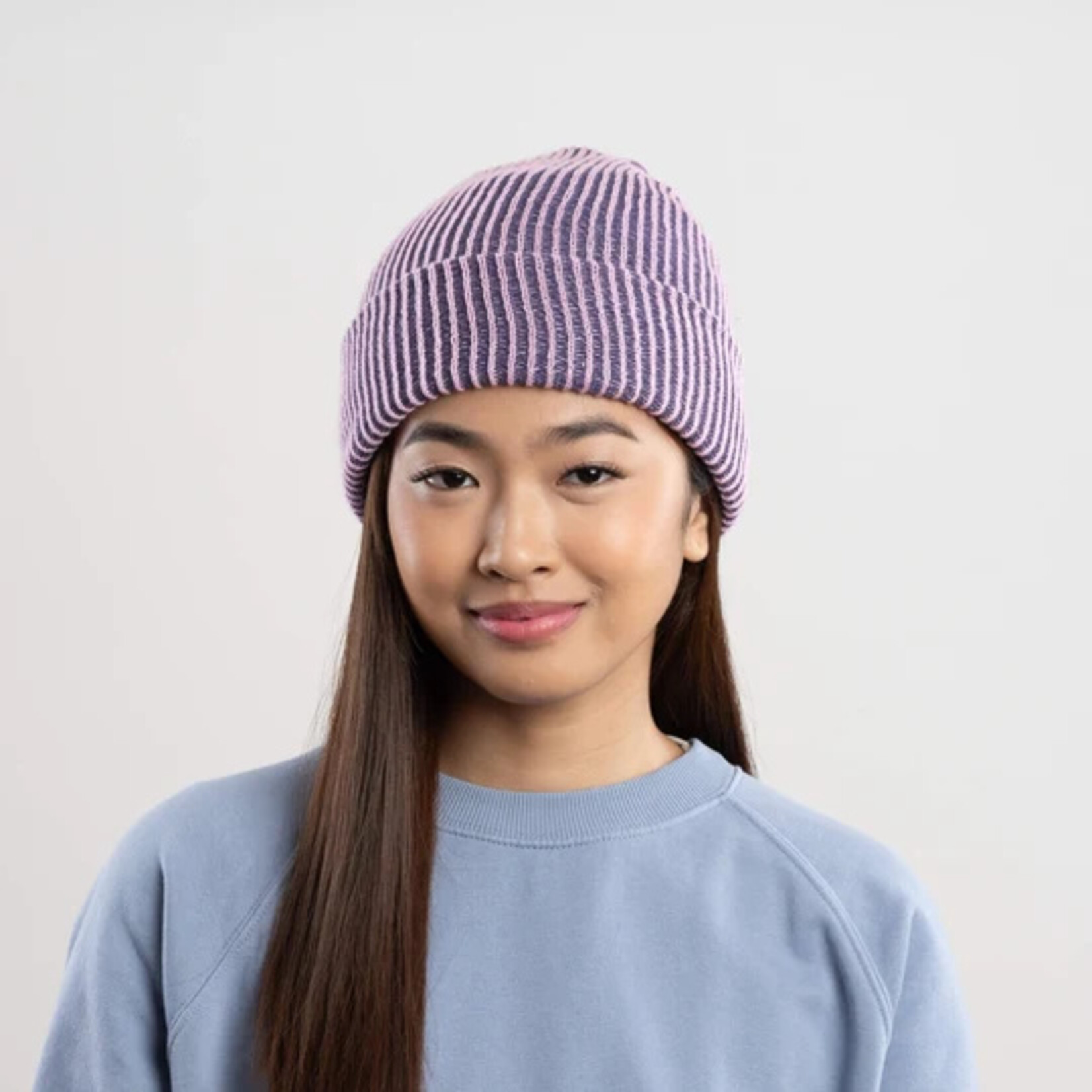 Verloop Rib Simple Knit Beanie- Lilac Denim