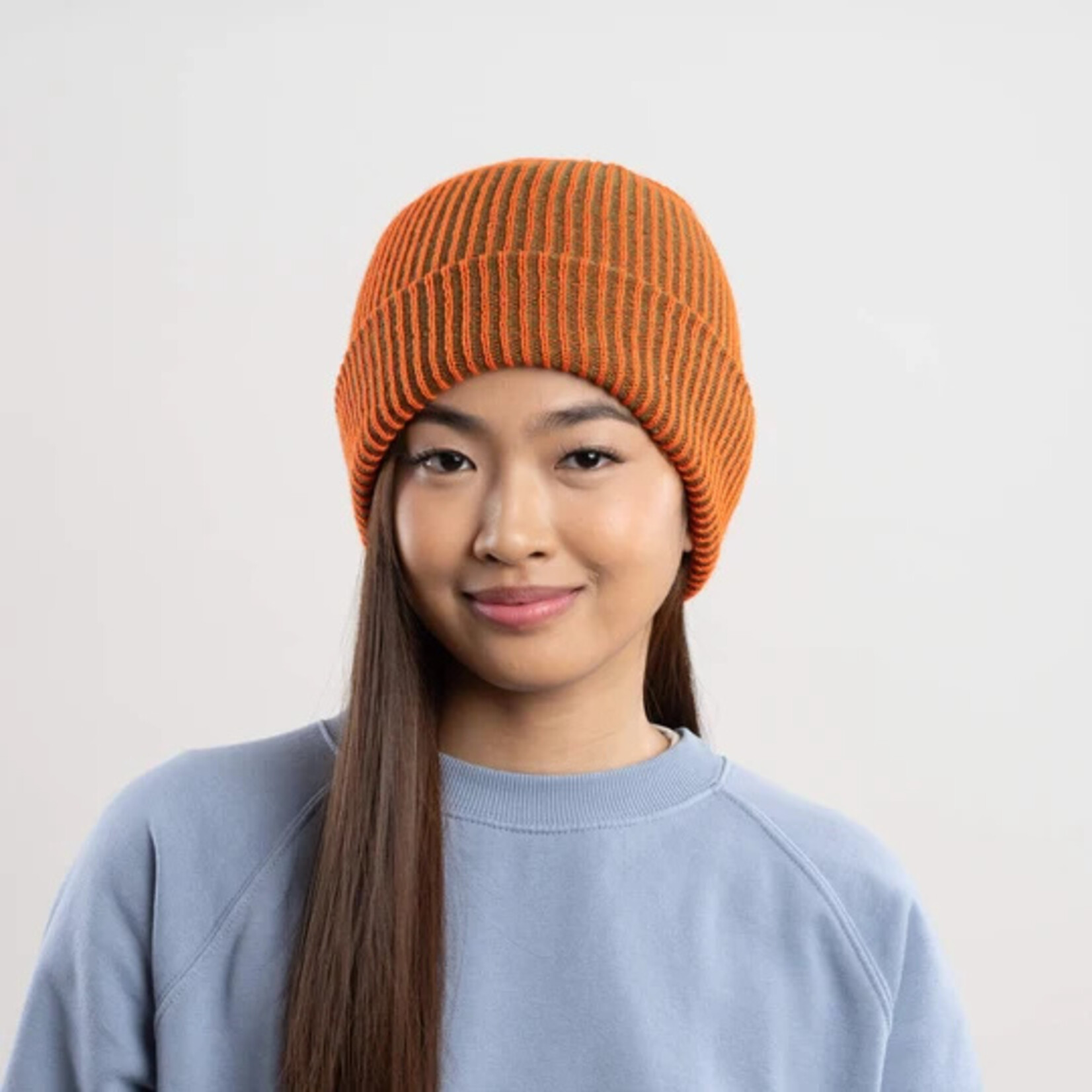 Verloop Rib Simple Knit Beanie- Moss Poppy