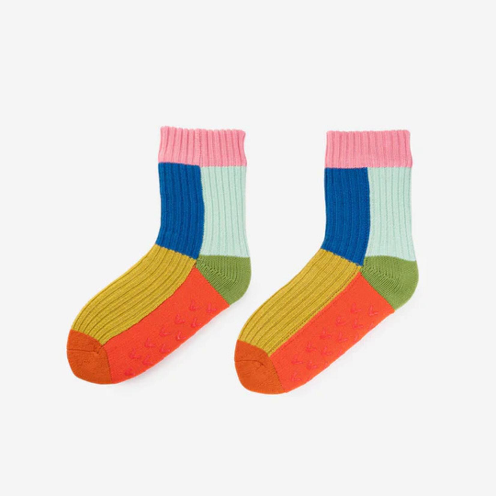 Verloop House Socks Kaleidoscope Knit- Olive Cobalt S/M