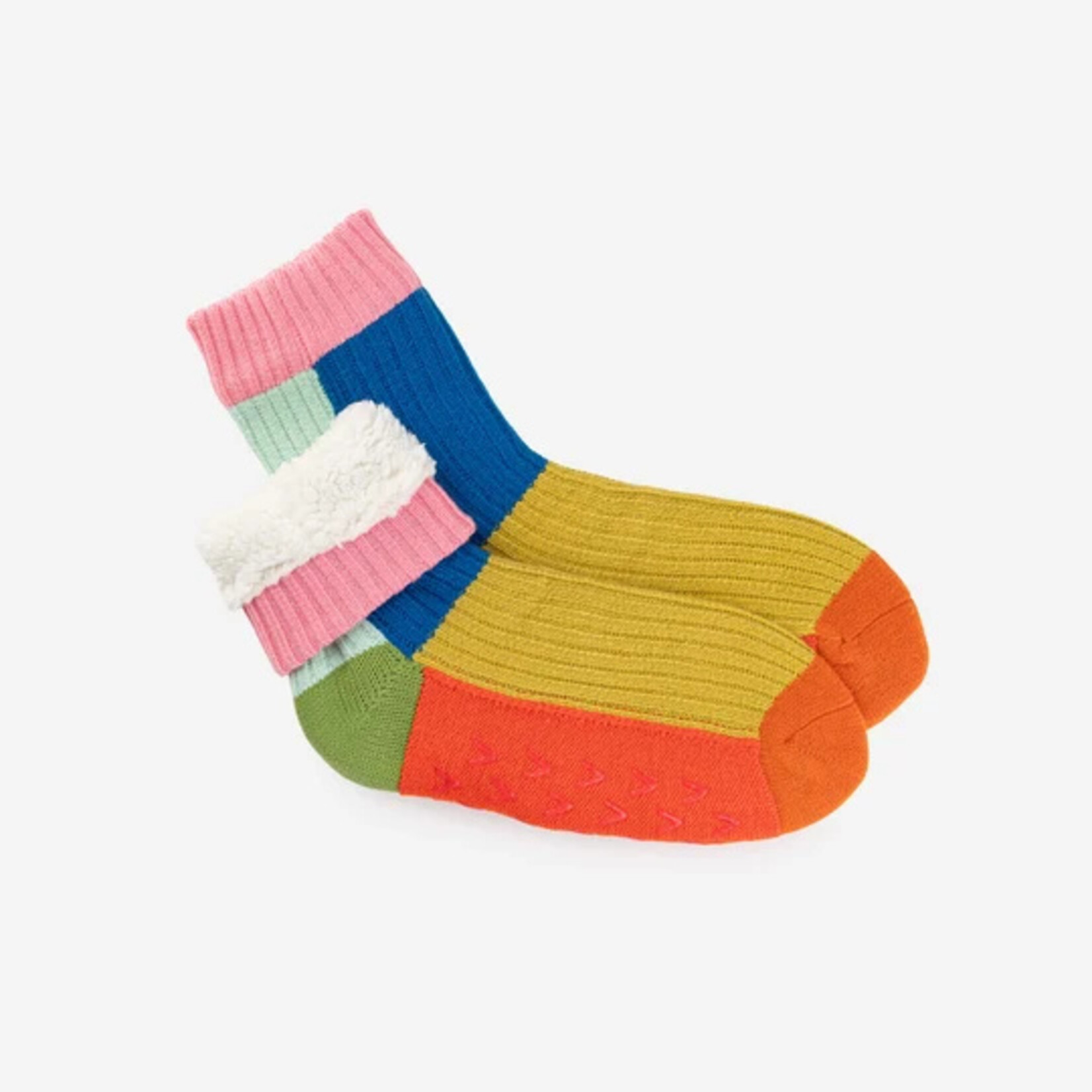 Verloop House Socks Kaleidoscope Knit- Olive Cobalt S/M