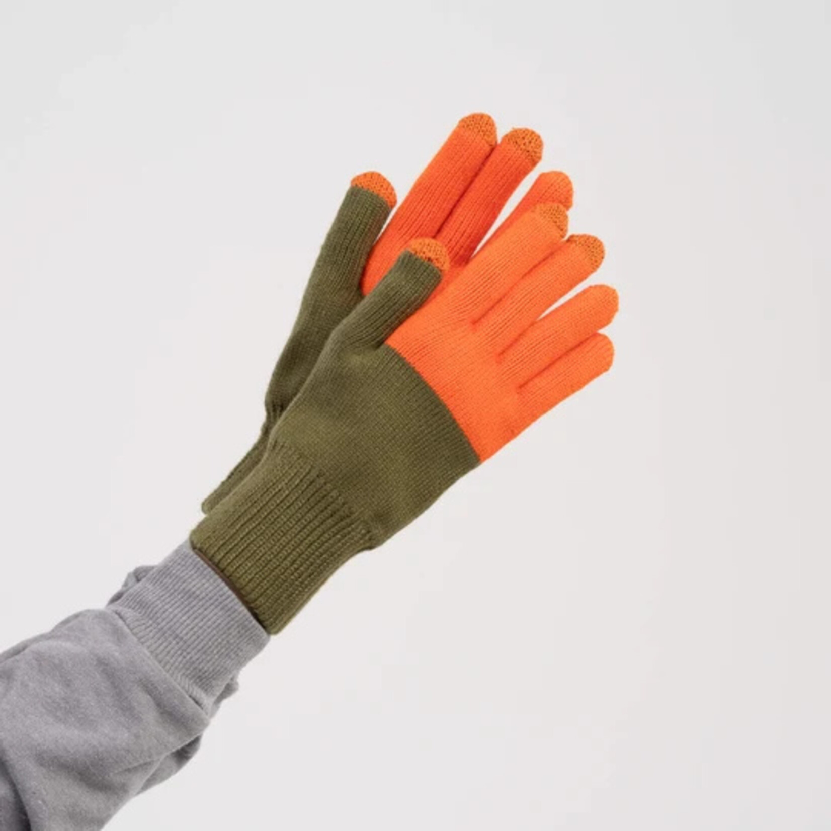 Verloop Colorblock Knit Touchscreen Gloves- Moss Poppy