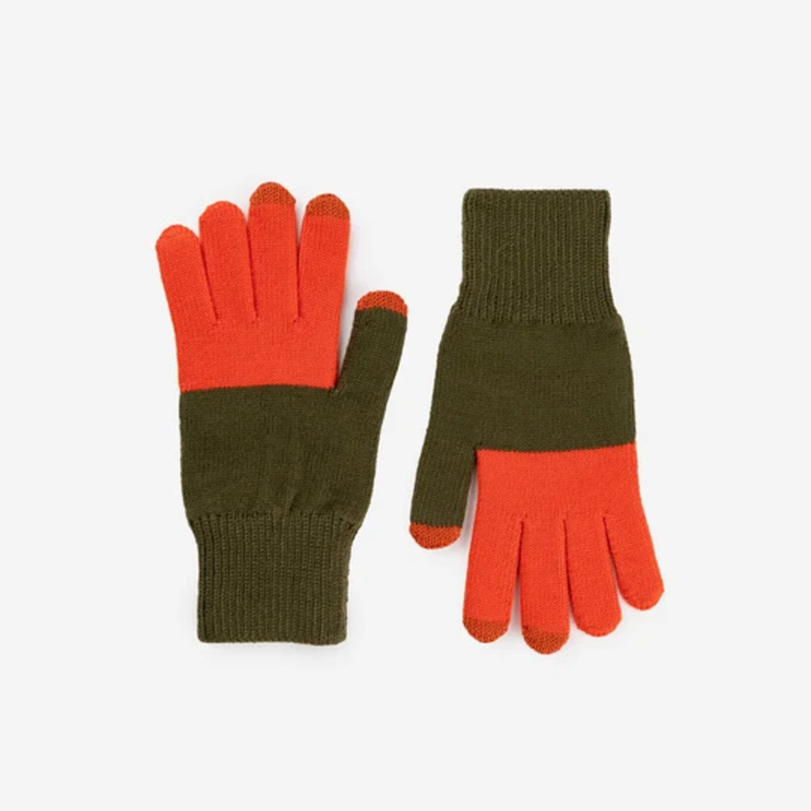 Verloop Colorblock Knit Touchscreen Gloves- Moss Poppy