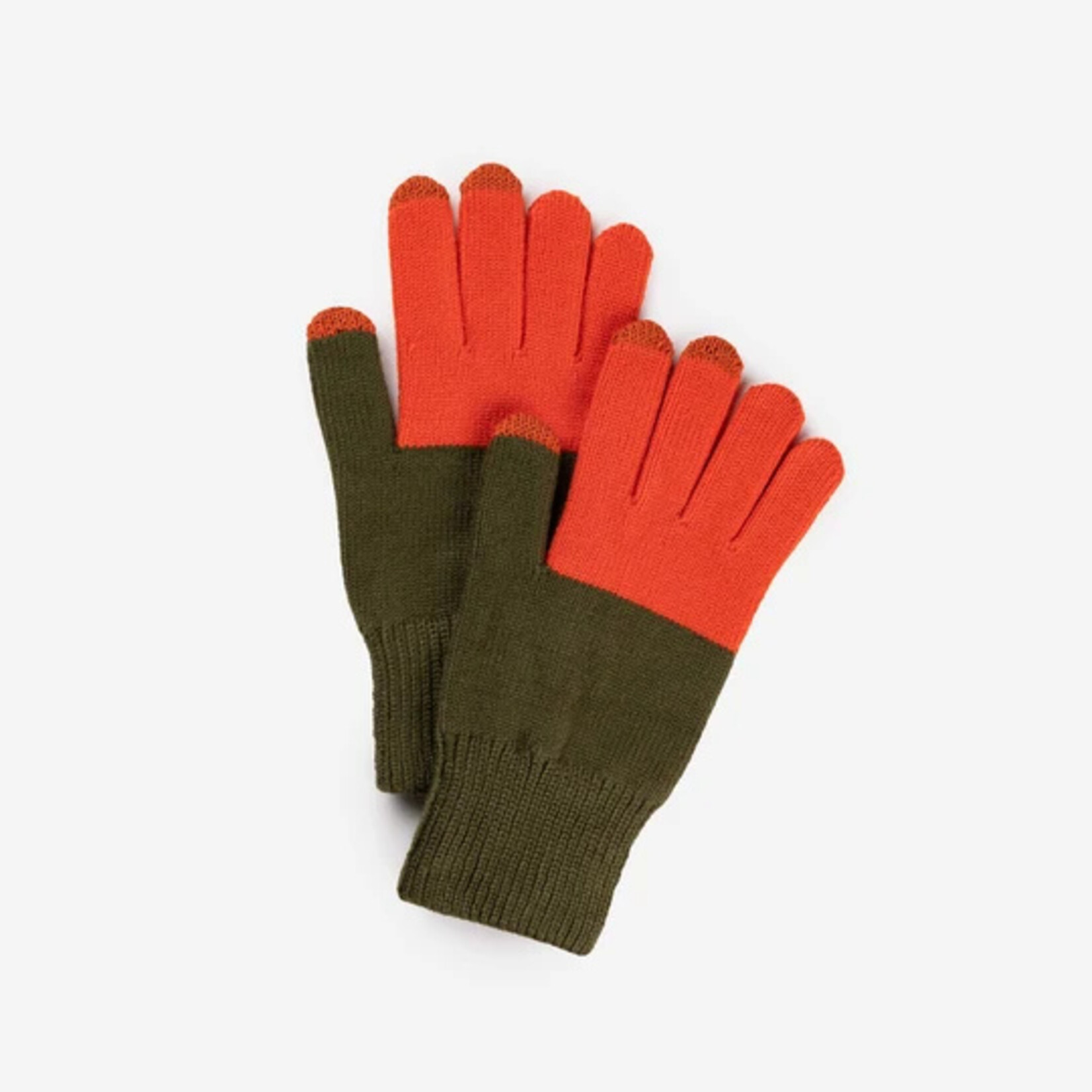 Verloop Colorblock Knit Touchscreen Gloves- Moss Poppy