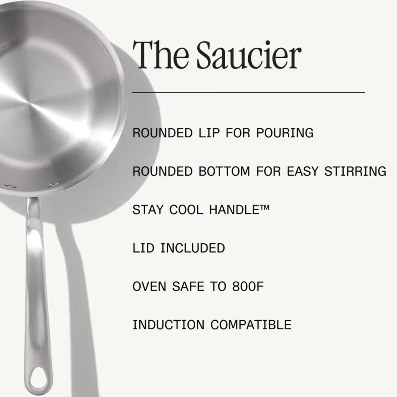 Made In Cookware 2 Quart Stainless Steel Saucier w/ Lid