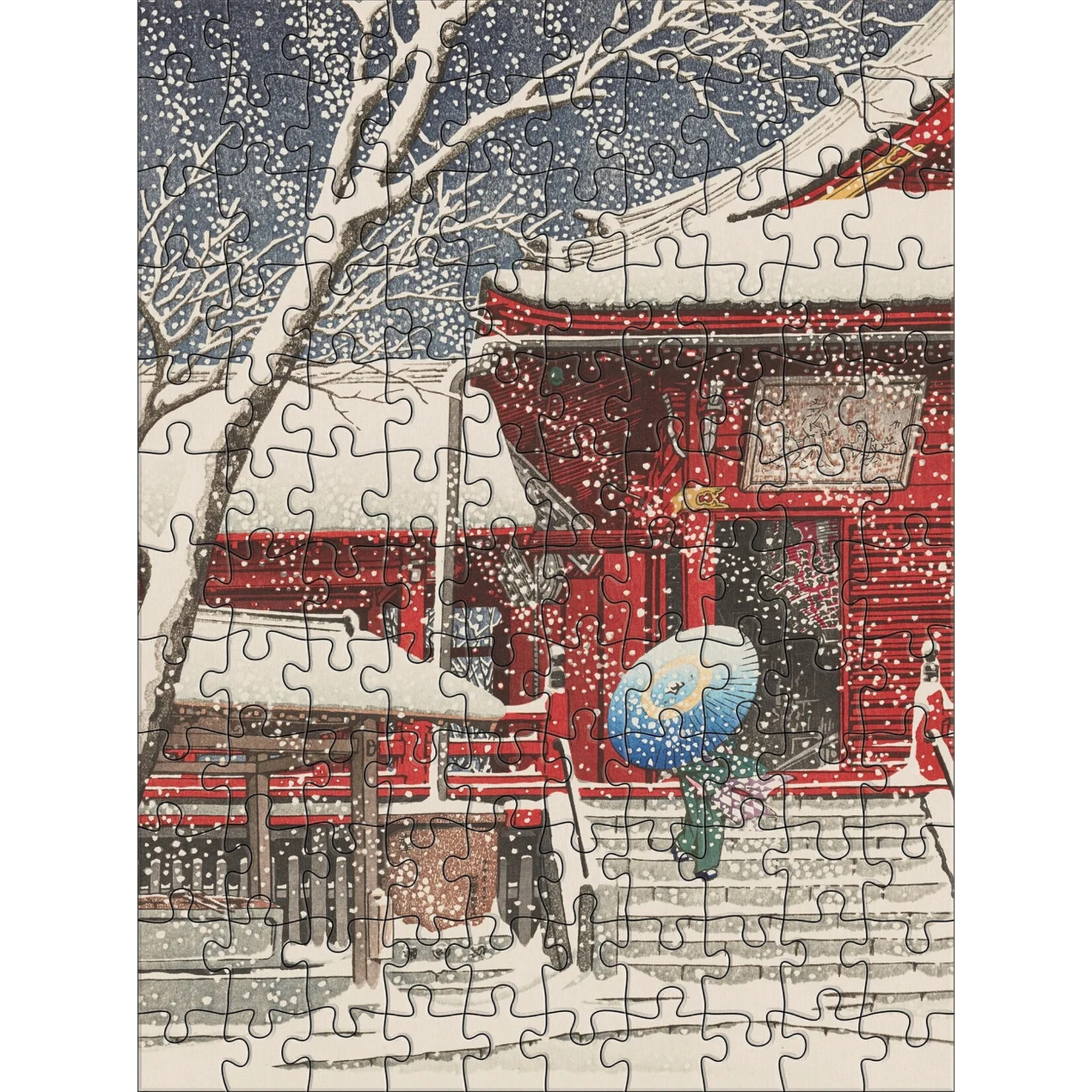 Pomegranate Kawase Hasui: Snowfall 120pc Double-Sided Puzzle