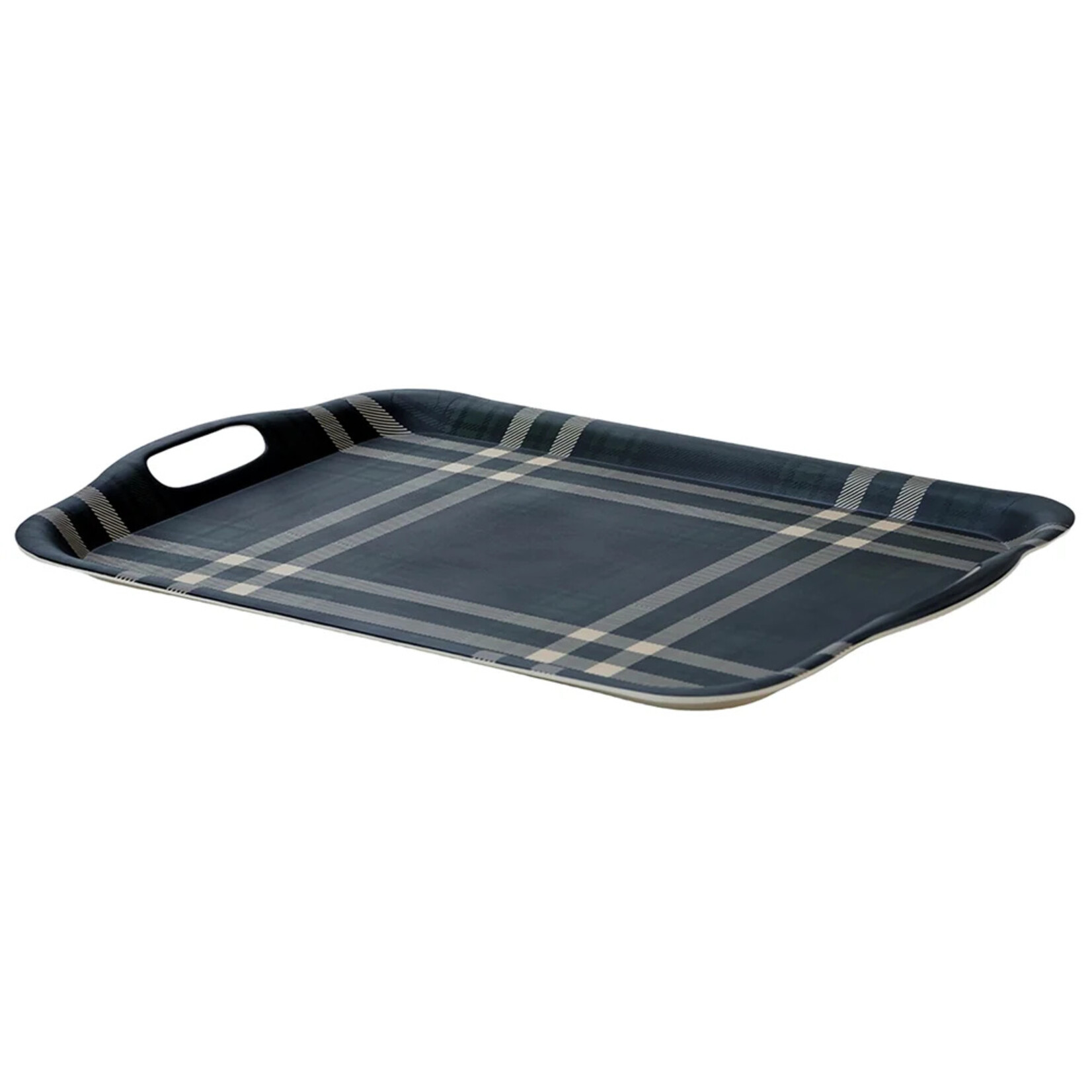 Sweet Water Decor Navy Green Plaid Large Melamine Tray