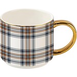 Sweet Water Decor Orange Navy Plaid Coffee Mug