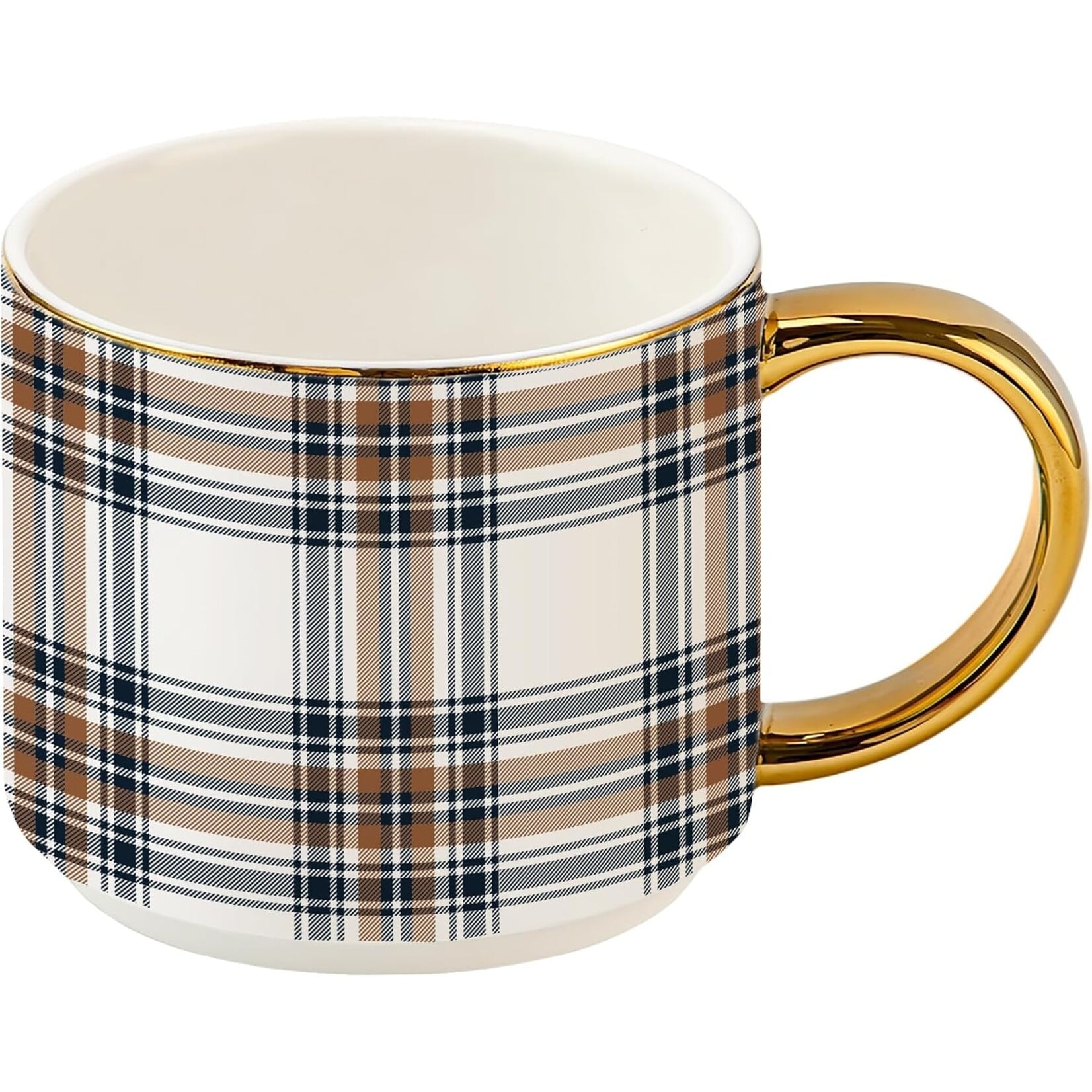 Sweet Water Decor Orange Navy Plaid Coffee Mug