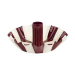 Burgundy Stripe Scalloped Candle Holder