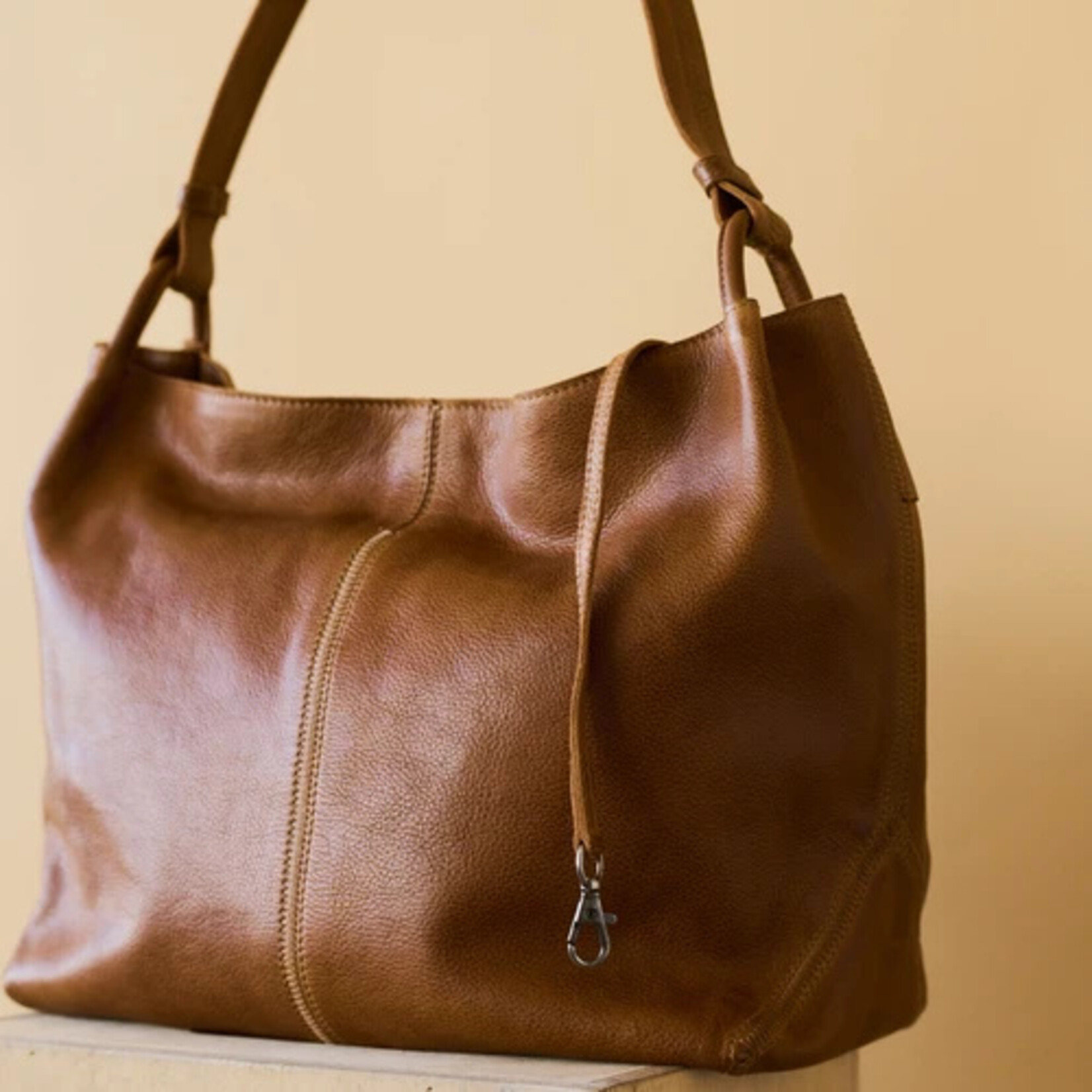 Latico Leathers Lyons Handcrafted Leather Tote- Cognac