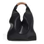Modernaire Soft Leather Slouchy Hobo Tote Bag- Black