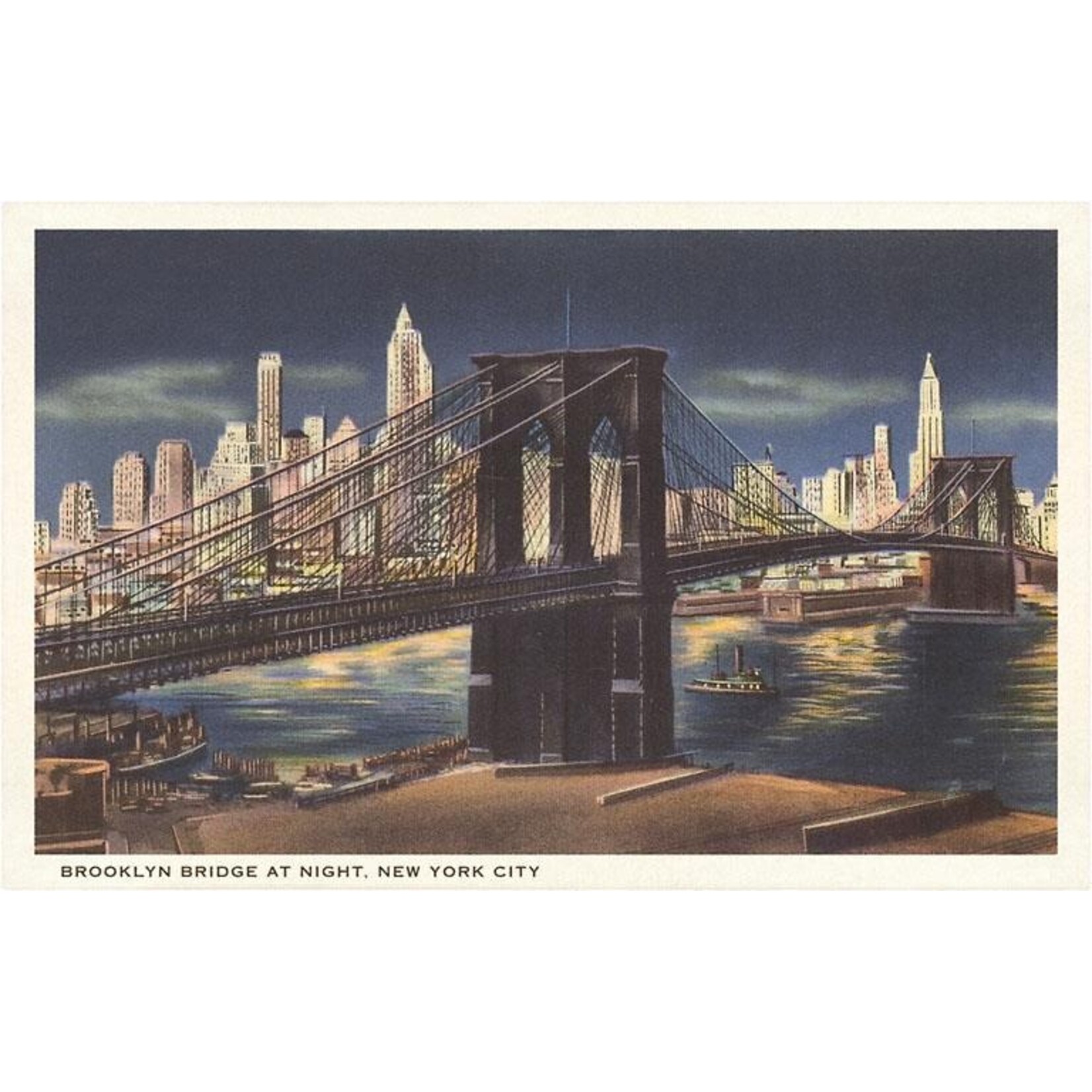 Found Image Press Brookyn Bridge at Night, New York City Magnet