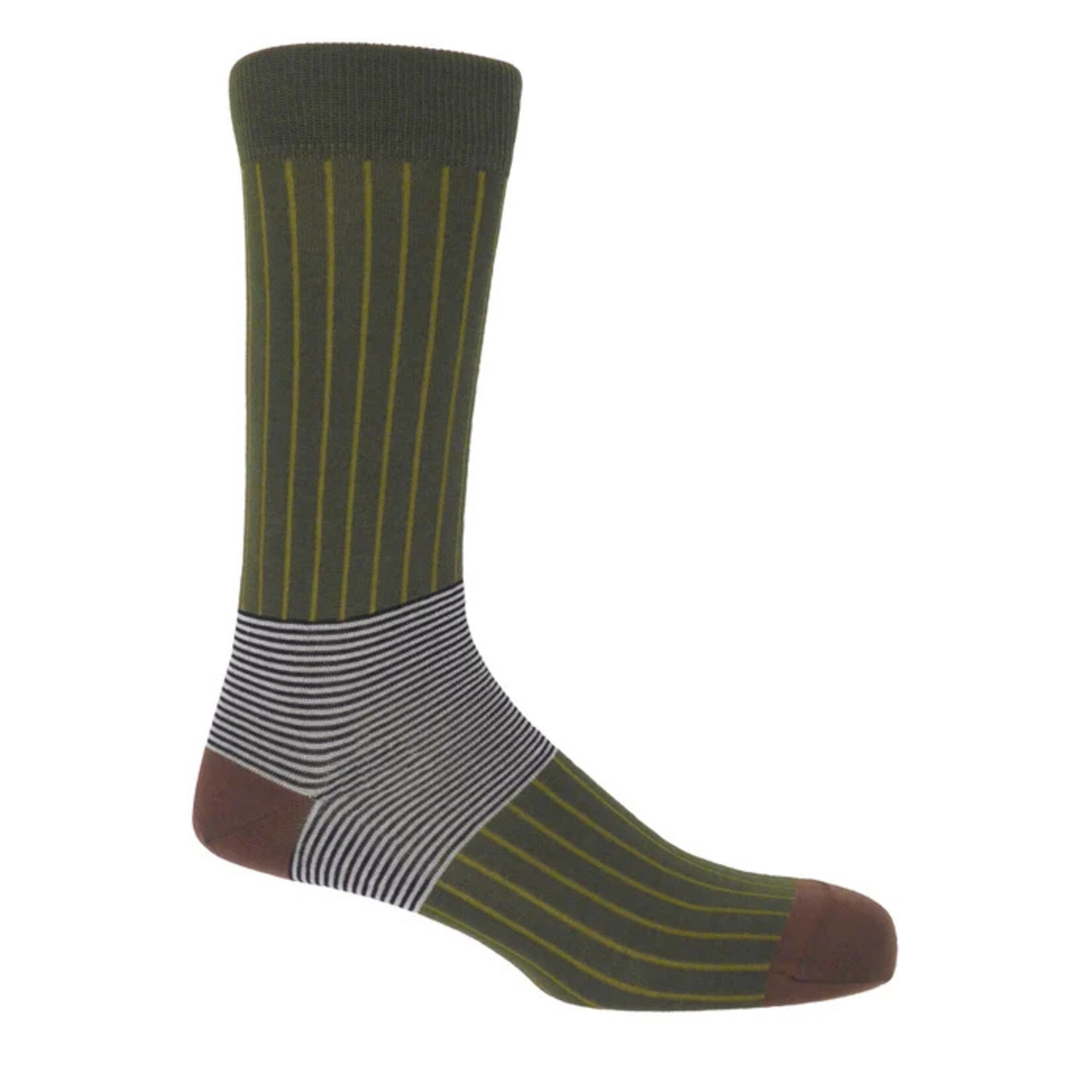 Peper Harow Socks Sage Oxford Stripe Premium Men's Socks