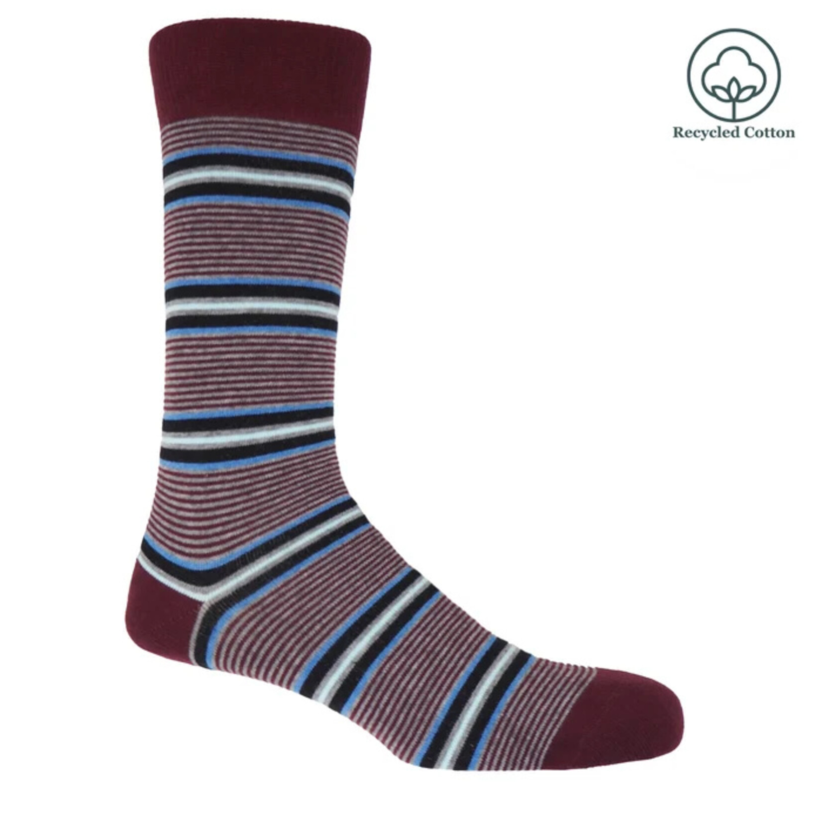 Peper Harow Socks Burgundy Multistripe Men's Recycled Socks