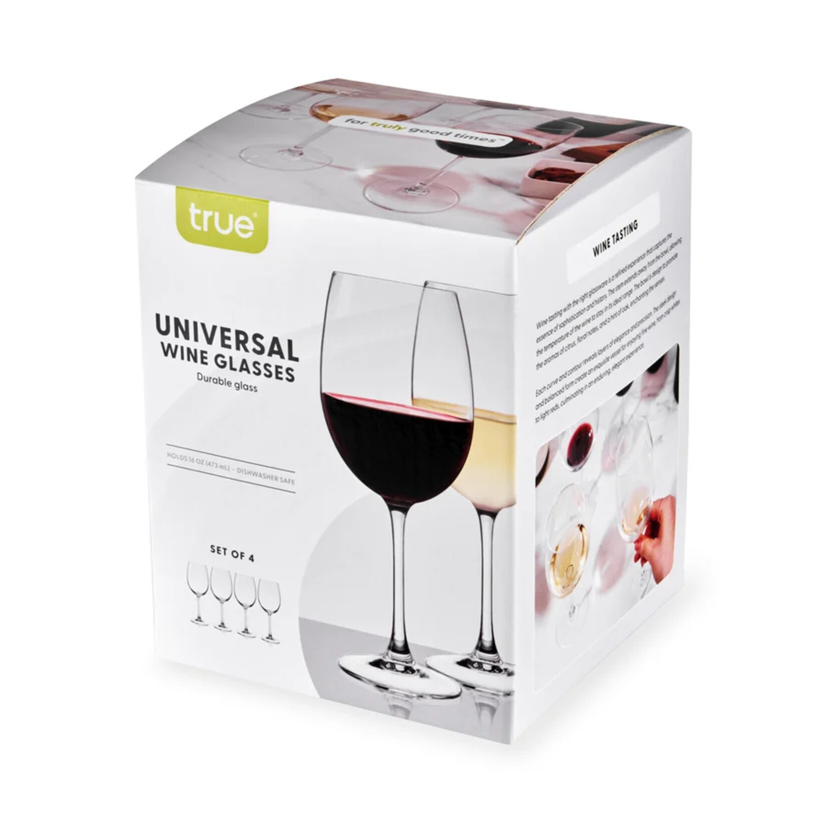 TRUE Brands Universal Red and White Wine Glass SET OF 4