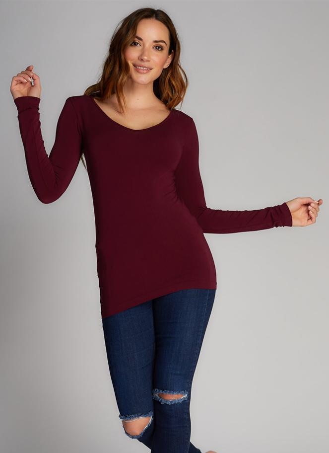 C'est Moi Bamboo Long Sleeve V Neck Top C'est Moi Bamboo Long Sleeve V Neck Top