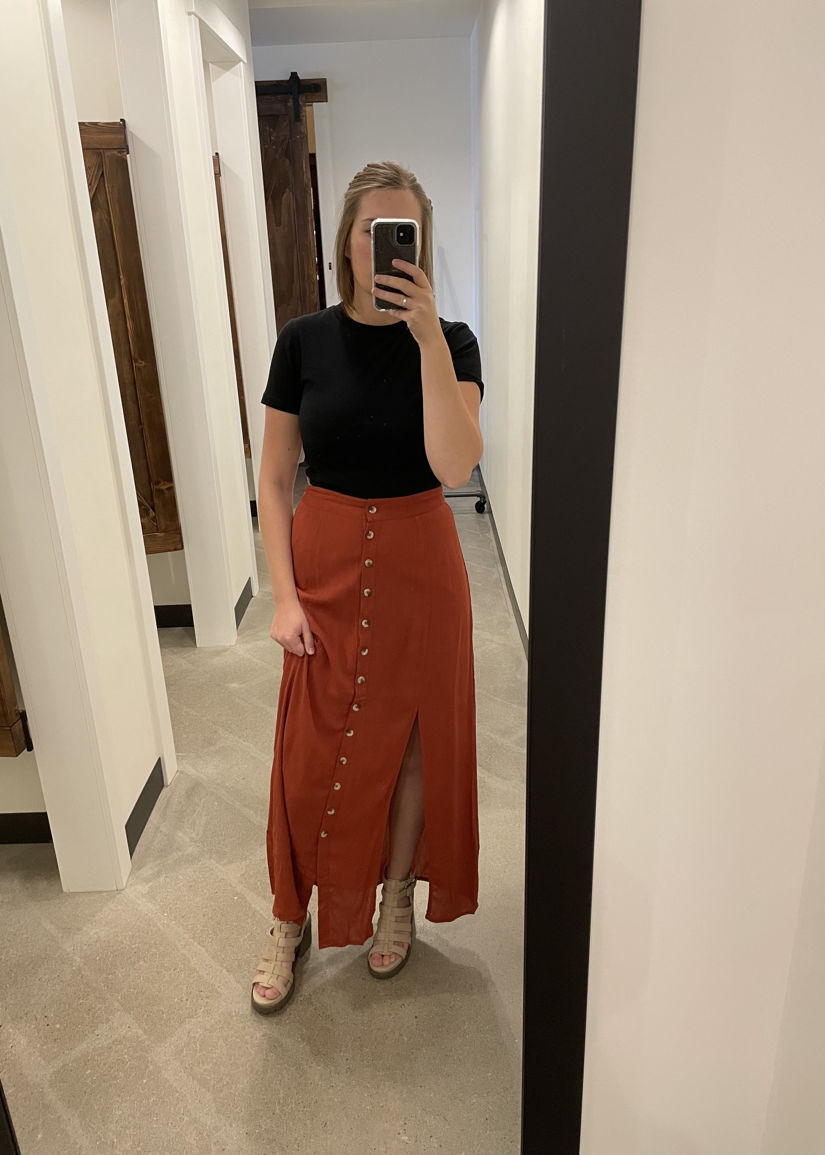 Vero Moda Vmdicte HW 7/8 Length Skirt, burnt henna