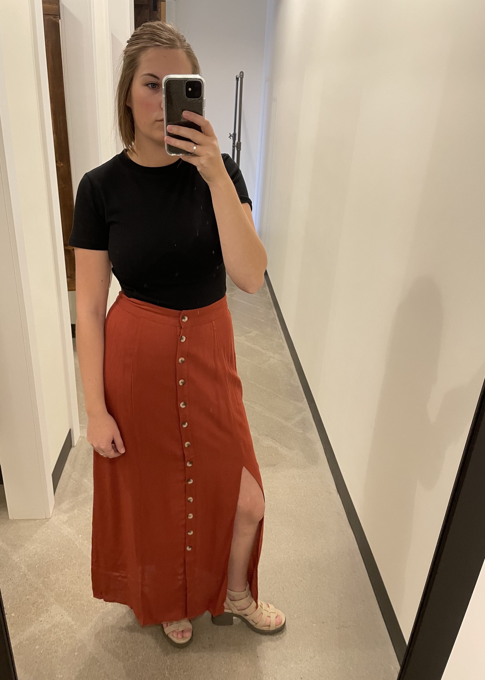Vero Moda Vmdicte HW 7/8 Length Skirt, burnt henna