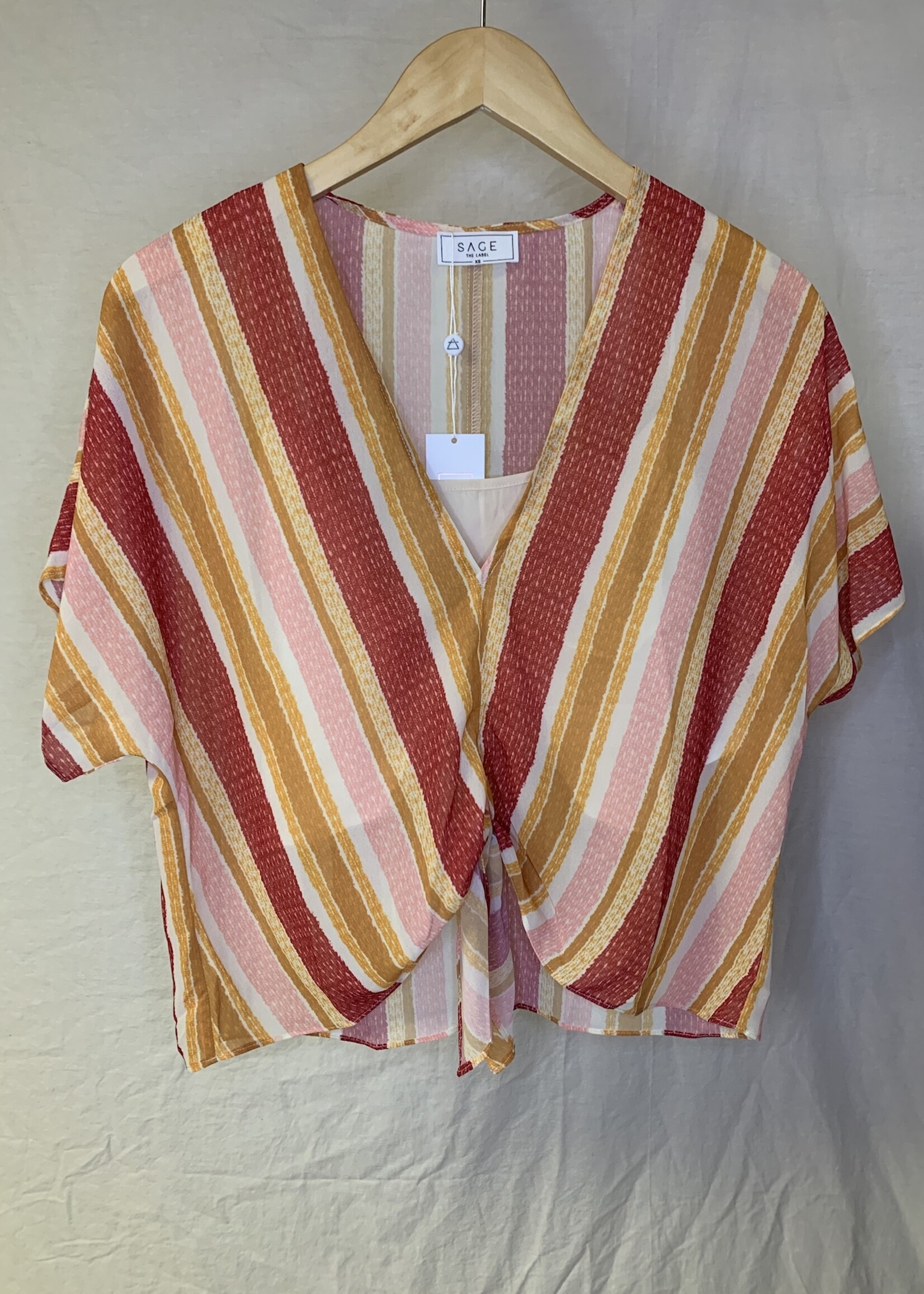 Sage the Label Kiss the Sun Tie Front Top- brick mustard