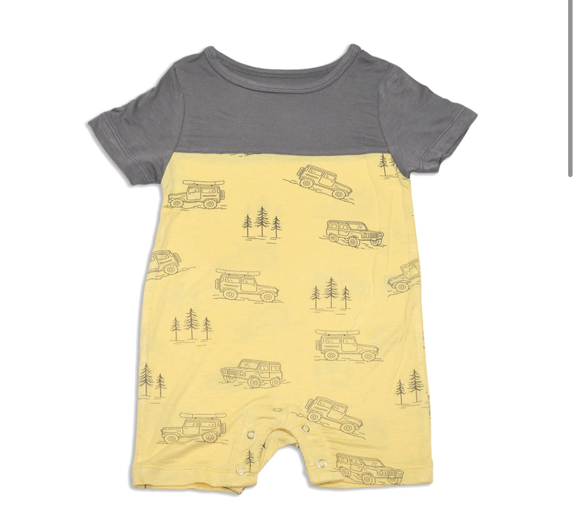 Silkberry Baby Bamboo Short Sleeve Romper (Off Road)