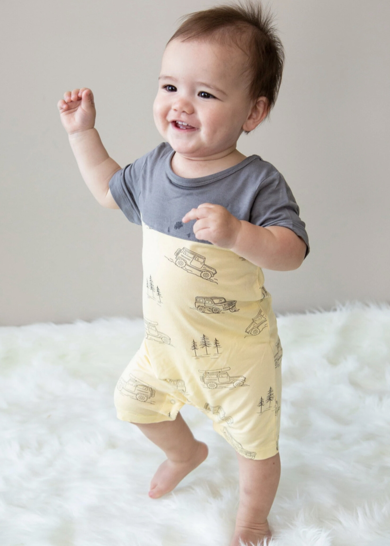 Silkberry Baby Bamboo Short Sleeve Romper (Off Road)