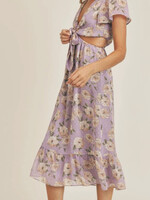 Sage the Label Viola Abloom Side Cut Out Midi Dress