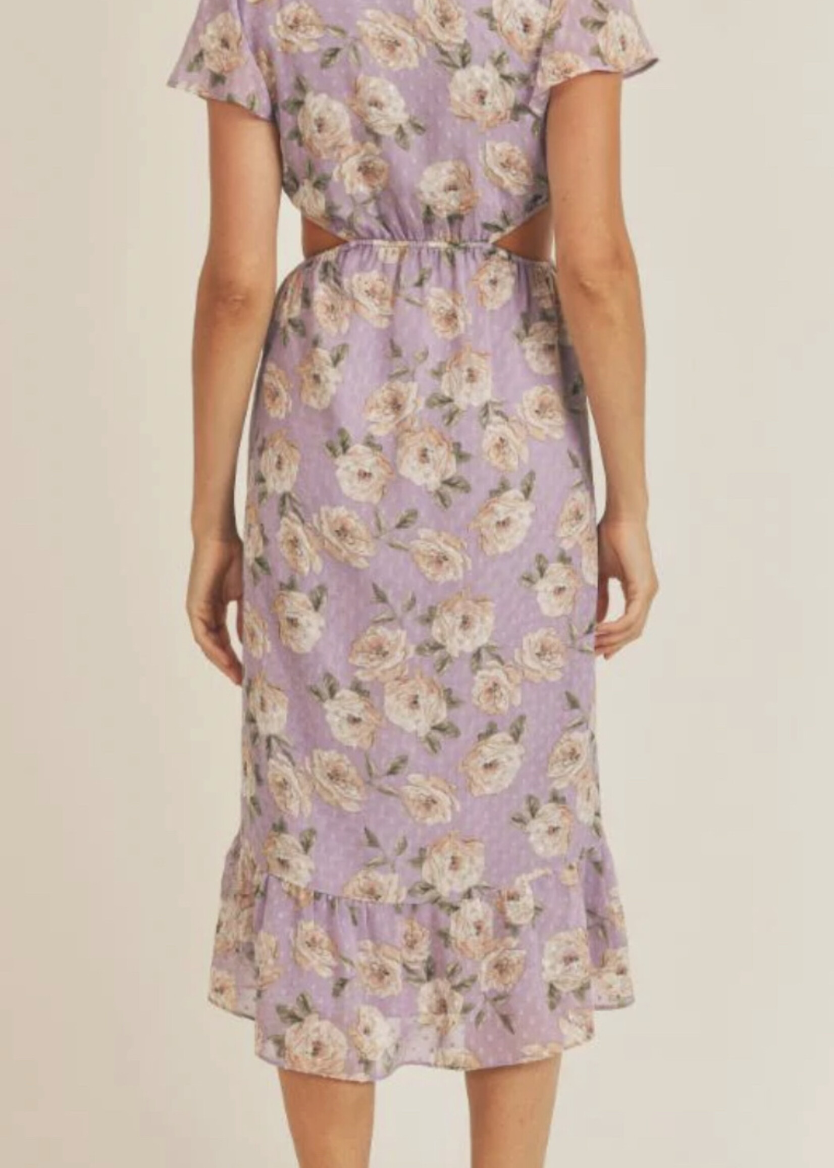 Sage the Label Viola Abloom Side Cut Out Midi Dress