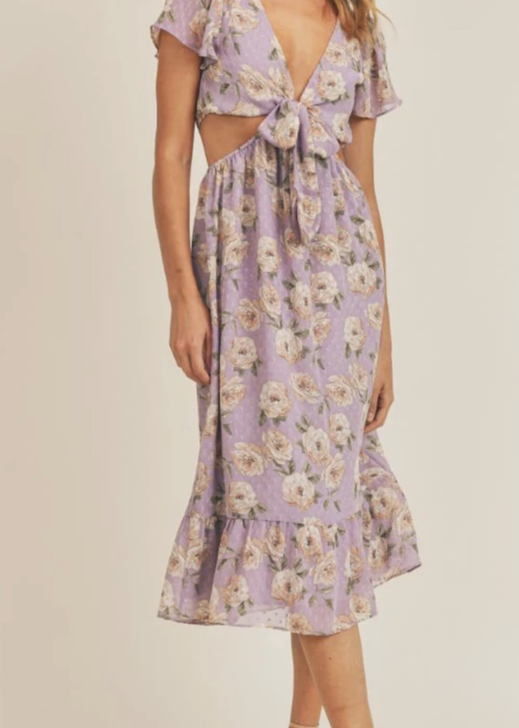 Sage the Label Viola Abloom Side Cut Out Midi Dress