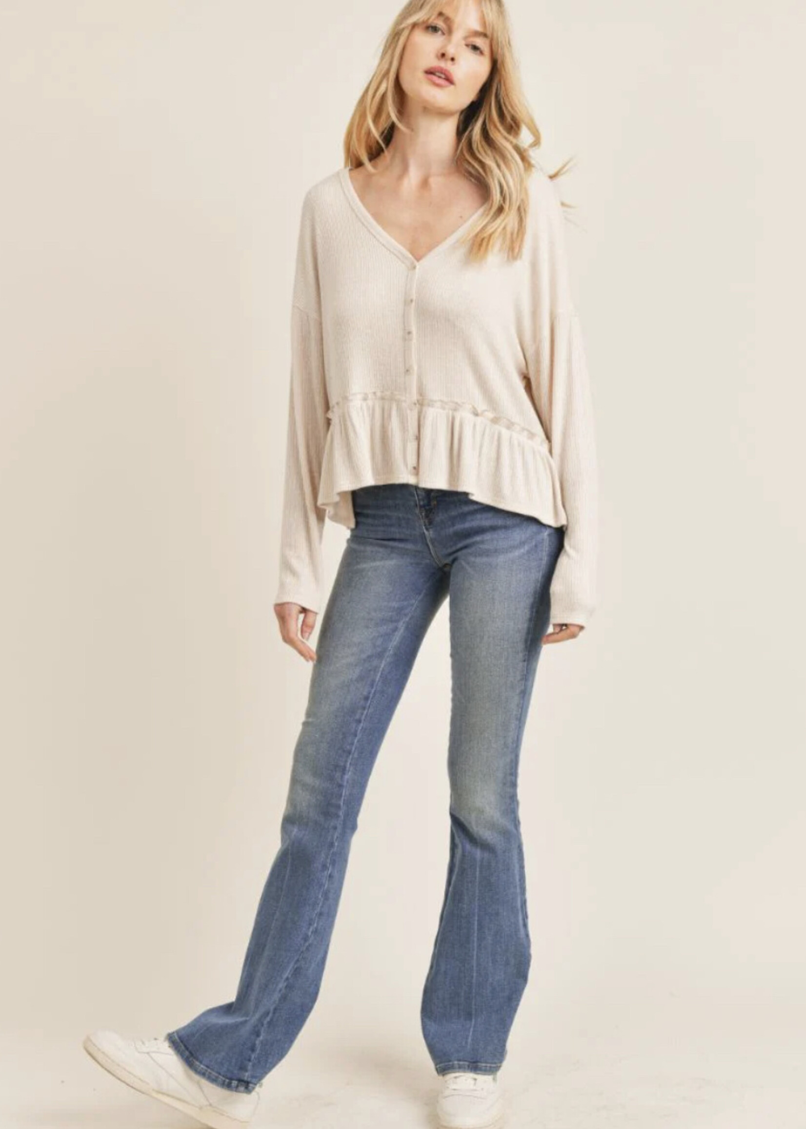 Sadie & Sage Naturin Consideration Peplum Cardi