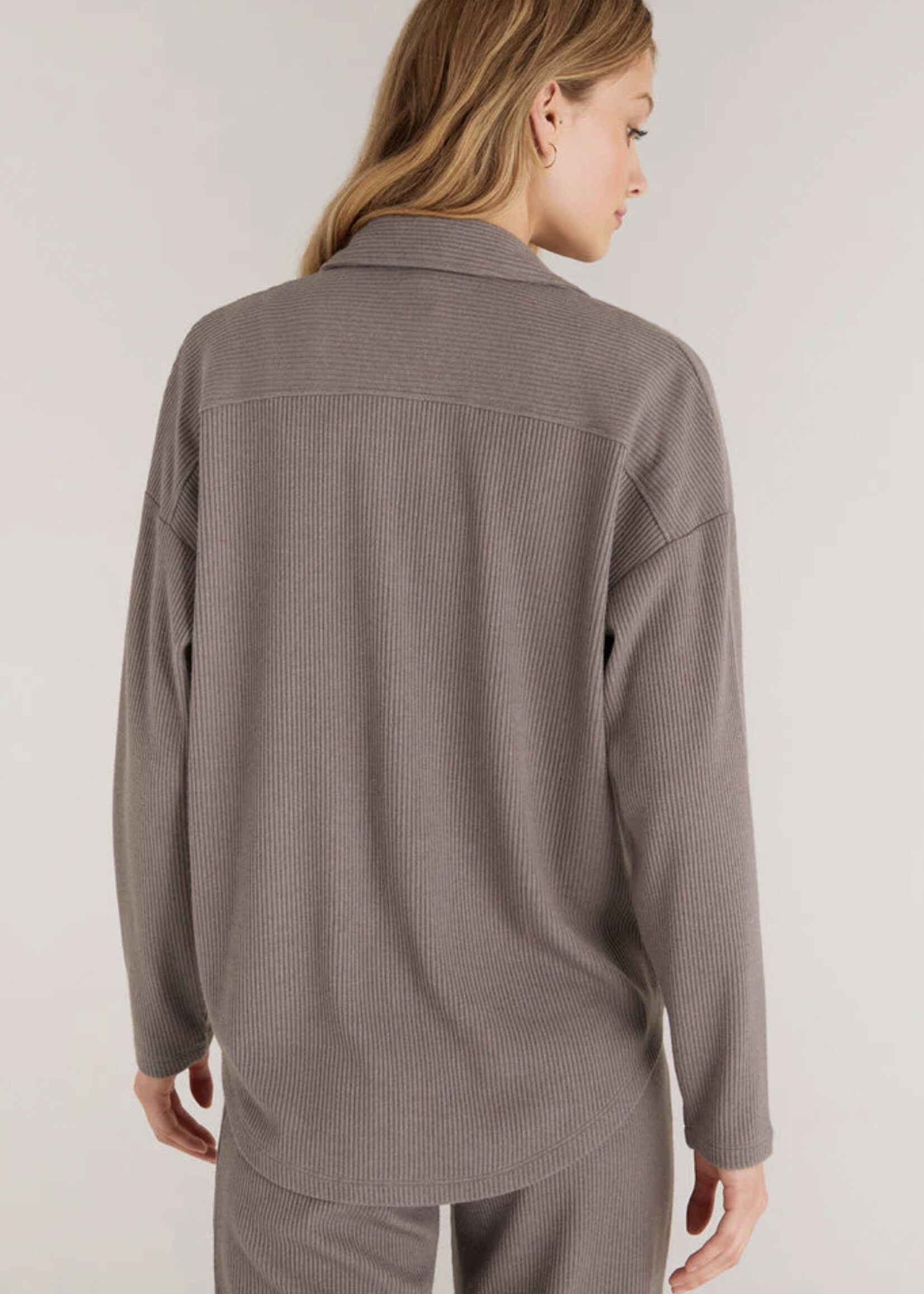 Z Supply Button Up Rib LS Top