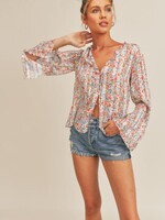 Sage the Label Bustle and Bloom Ruffled Bell Sleeve Top