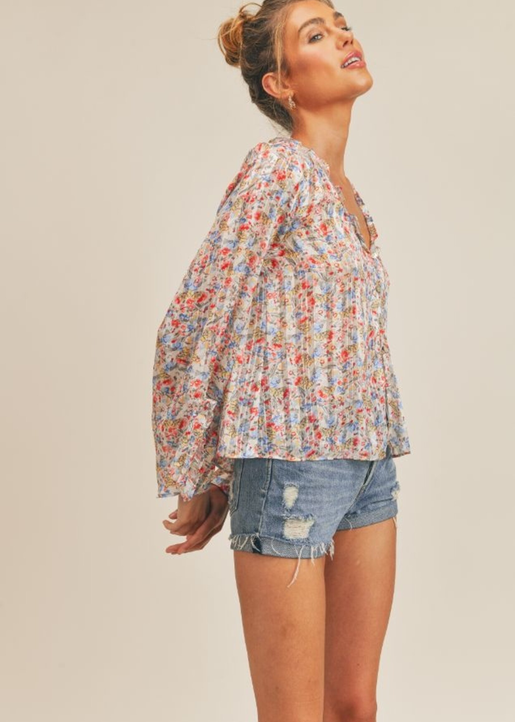 Sage the Label Bustle and Bloom Ruffled Bell Sleeve Top