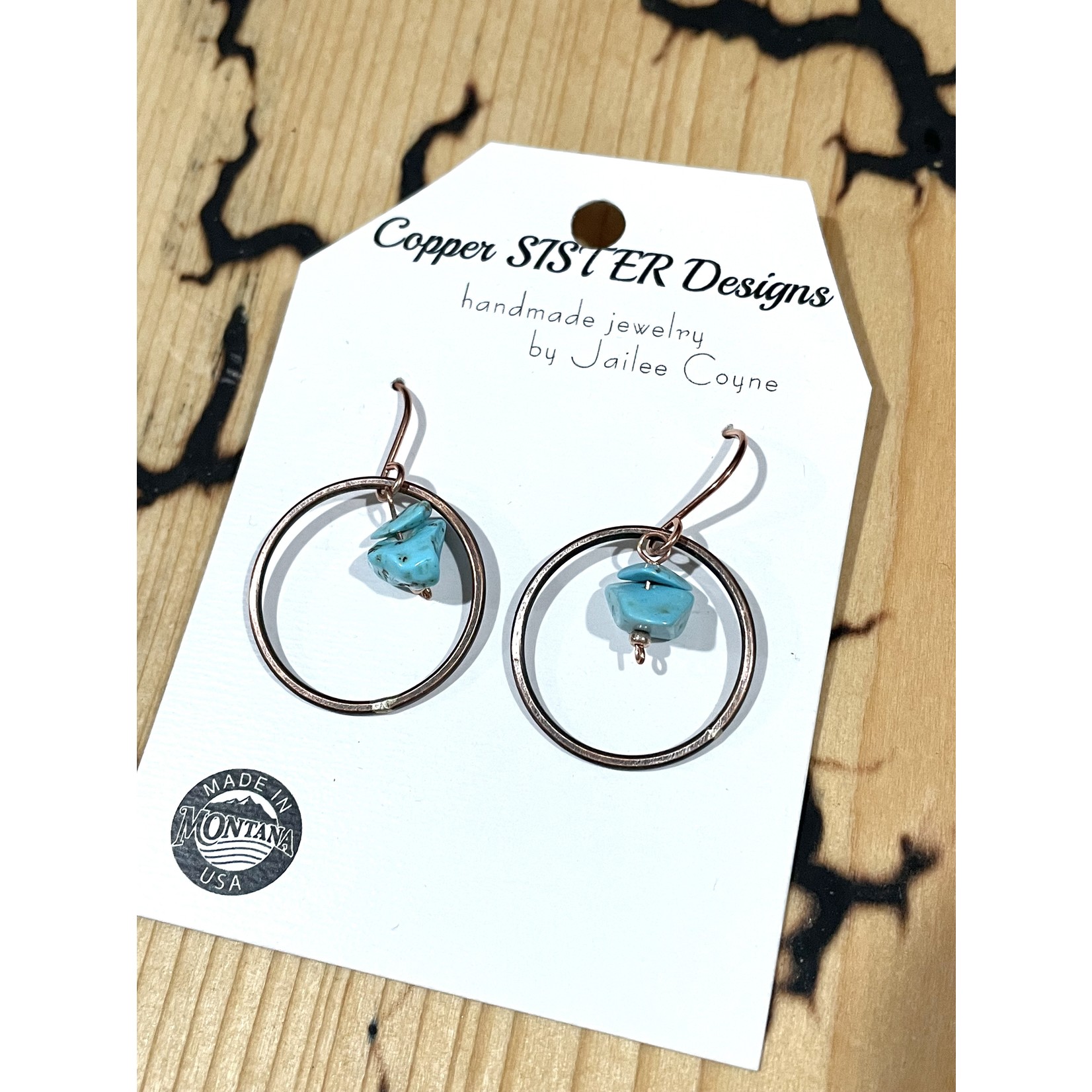 Copper Sisters Design Copper Turquoise Gemstone Earrings