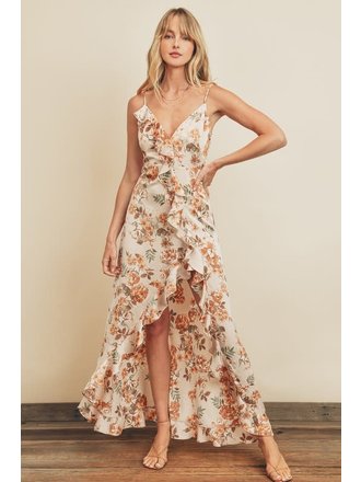 The Sunday Dress Floral Asymmetrical Ruffle Maxi Dress The Sunday Dress Floral Asymmetrical Ruffle Maxi Dress