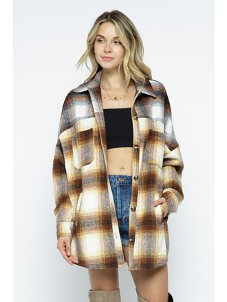 The Sunday Dress Oversized Two Tone Plaid Button Down Shirt Jacket The Sunday Dress Oversized Two Tone Plaid Button Down Shirt Jacket