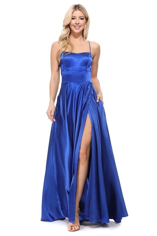 The Sunday Dress Royal Blue Luxury  Open Tie Back Detail Maxi Dress