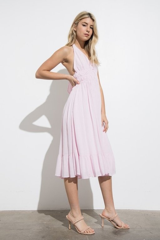 The Sunday Dress Pink Halter Midi Dress