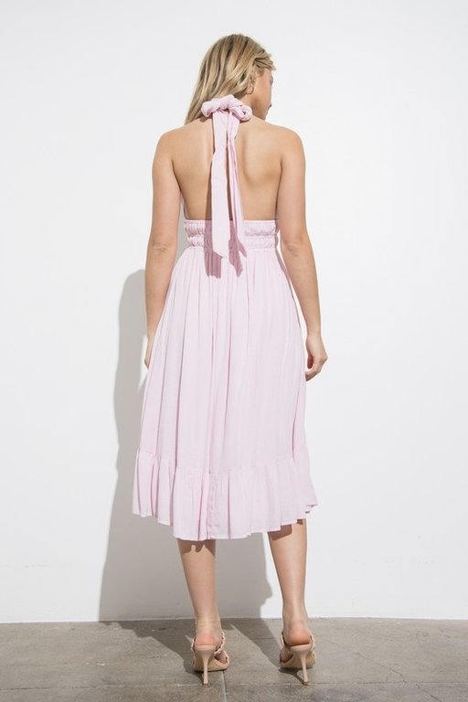 The Sunday Dress Pink Halter Midi Dress