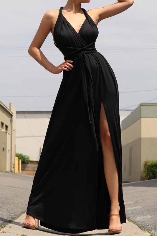 Black Infinity Convertible Multiway Dress, Handmade, One Size (22-38 inch  waist)
