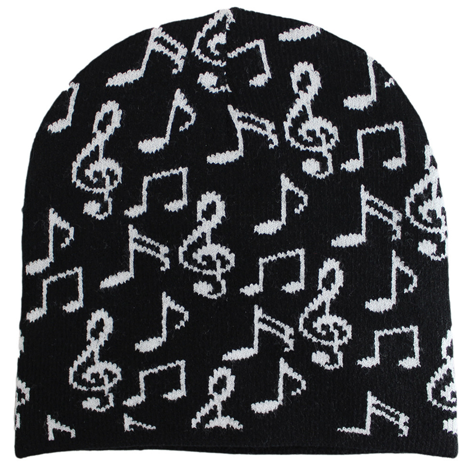 Beanie black with white music notes FINAL SALE CLEARACE