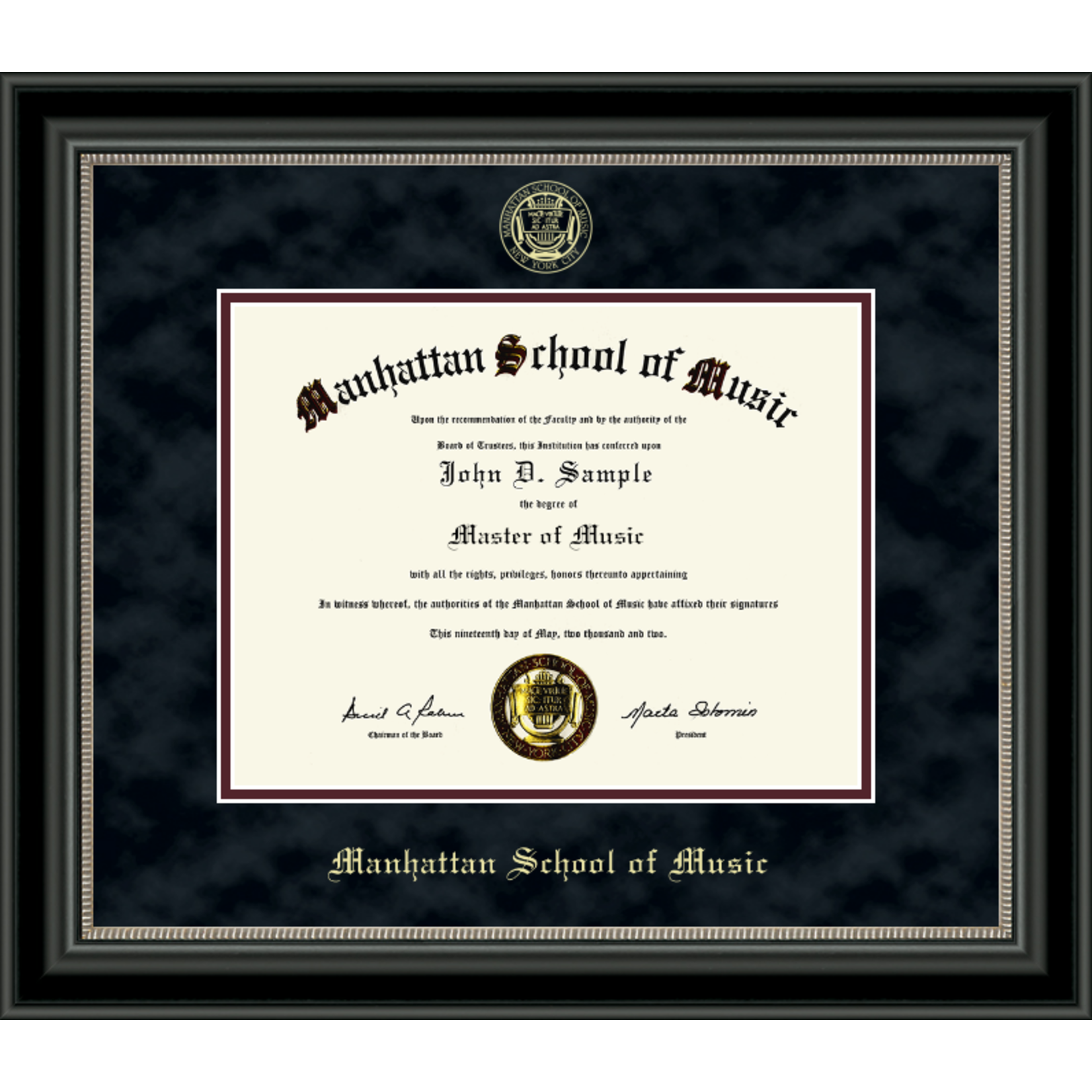 Black Wood Frame, Black Suede Matting, Gold Embossed Medallion Diploma Frame (292091)