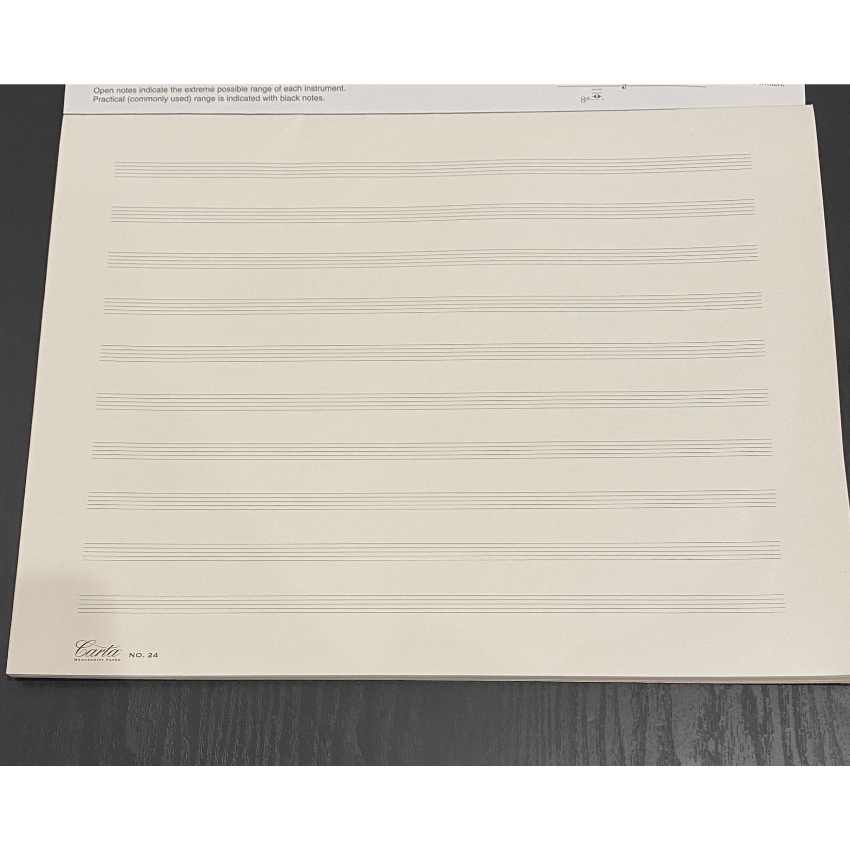 Manuscript Carta Orchestral Pad: No. 24, 10 stave/40 sheets landscape (cover came off/superficial damage) (14.75" x 11.5")
